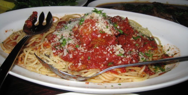 meatballs and spaghetti. Basic spaghetti and meatballs